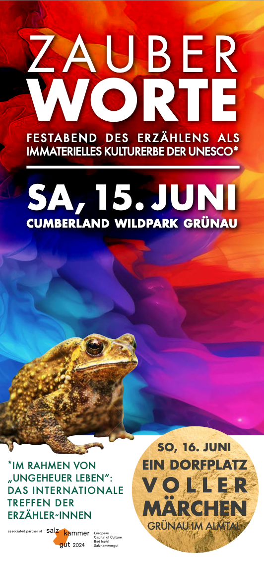                                                          "Zauberworte" Die Saligen beim internationalen Festabend des Erzählens am 15. Juni 2024 um 20:00 Uhr  im Cumberland Wildpark Grünau